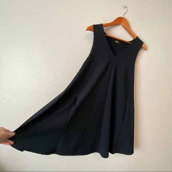 ABS Collection Flare Dress Black Front Pockets Size Small - Picture 3 of 6